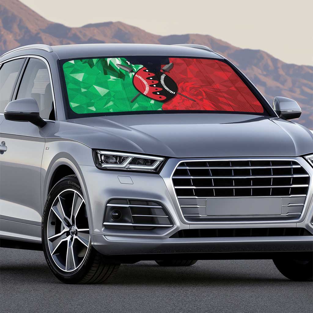 Personalized Kenya Maasai Shield Auto Sun Shade Green Red Kenyan Lion Half Style
