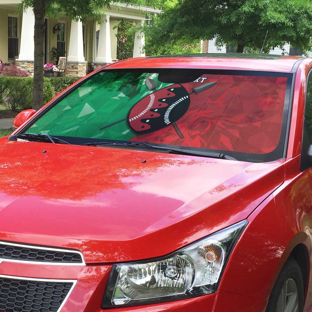 Personalized Kenya Maasai Shield Auto Sun Shade Green Red Kenyan Lion Half Style