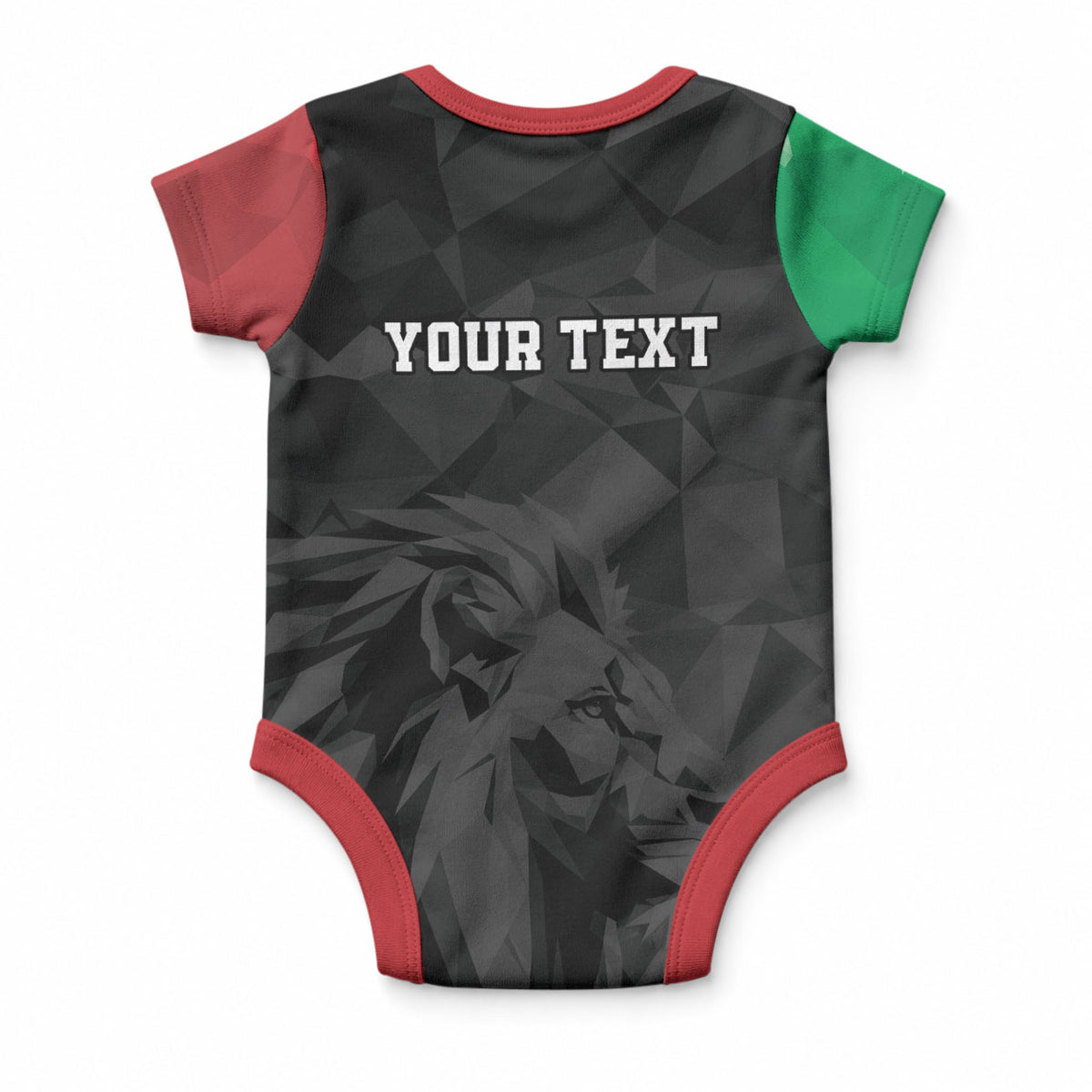 Personalized Kenya Maasai Shield Baby Onesie Green Red Kenyan Lion Half Style