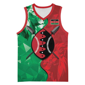 Personalized Kenya Maasai Shield Basketball Jersey Green Red Kenyan Lion Half Style LT9