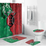 Personalized Kenya Maasai Shield Bathroom Set Green Red Kenyan Lion Half Style
