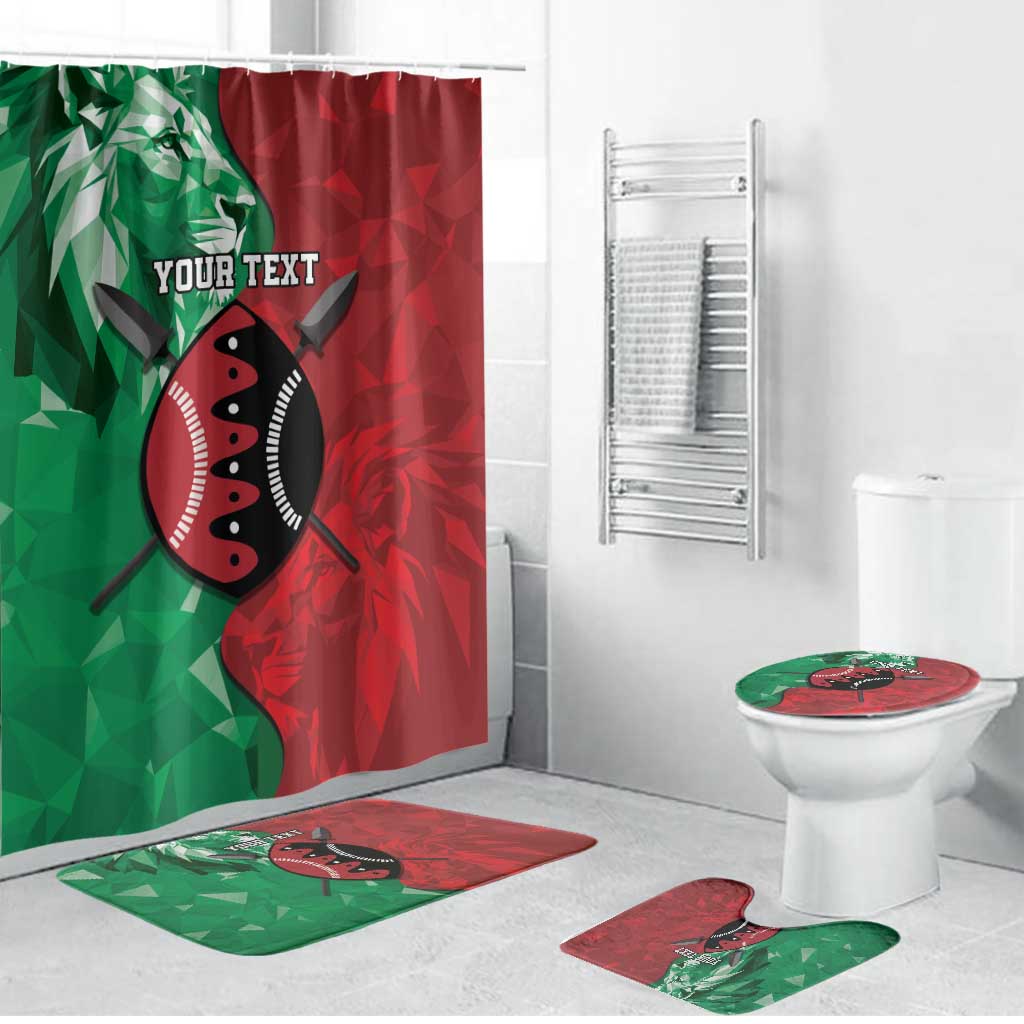 Personalized Kenya Maasai Shield Bathroom Set Green Red Kenyan Lion Half Style