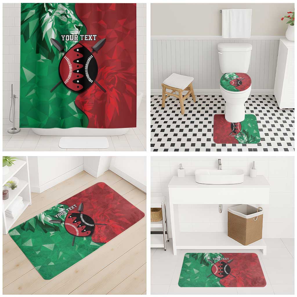 Personalized Kenya Maasai Shield Bathroom Set Green Red Kenyan Lion Half Style