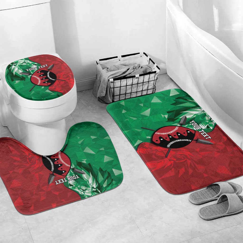 Personalized Kenya Maasai Shield Bathroom Set Green Red Kenyan Lion Half Style
