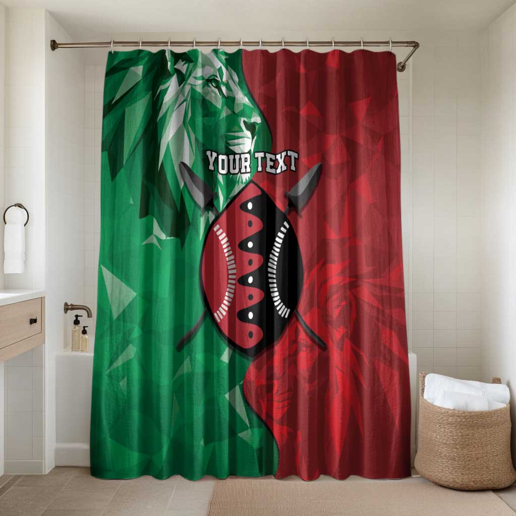 Personalized Kenya Maasai Shield Bathroom Set Green Red Kenyan Lion Half Style