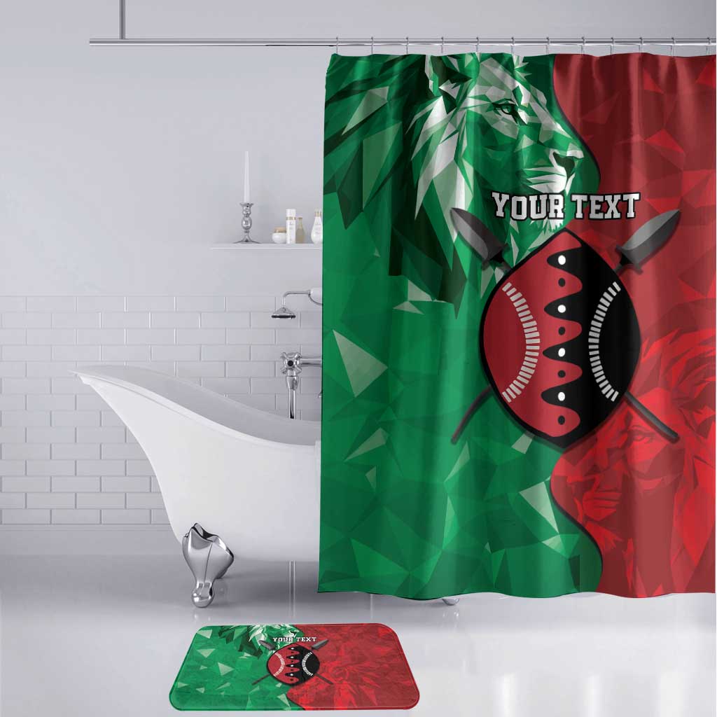 Personalized Kenya Maasai Shield Bathroom Set Green Red Kenyan Lion Half Style