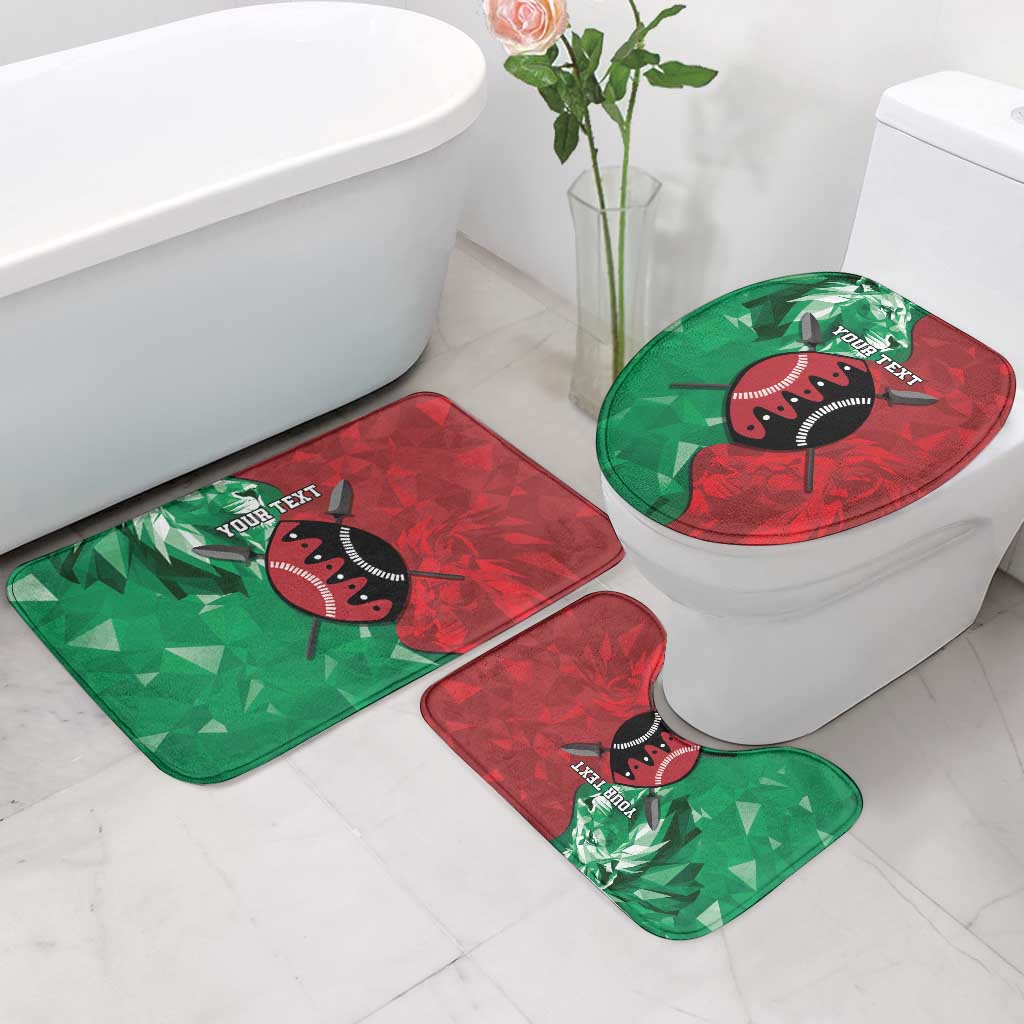 Personalized Kenya Maasai Shield Bathroom Set Green Red Kenyan Lion Half Style