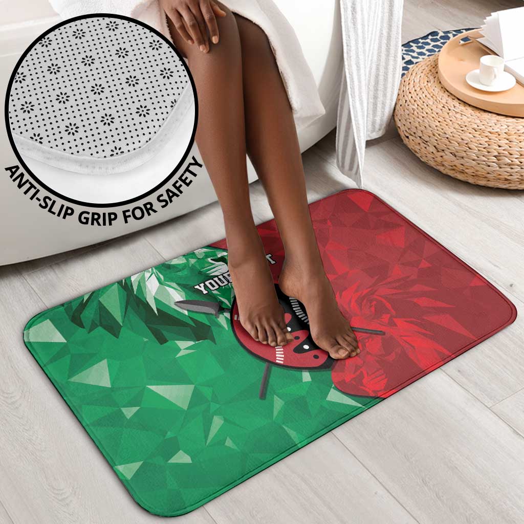 Personalized Kenya Maasai Shield Bathroom Set Green Red Kenyan Lion Half Style