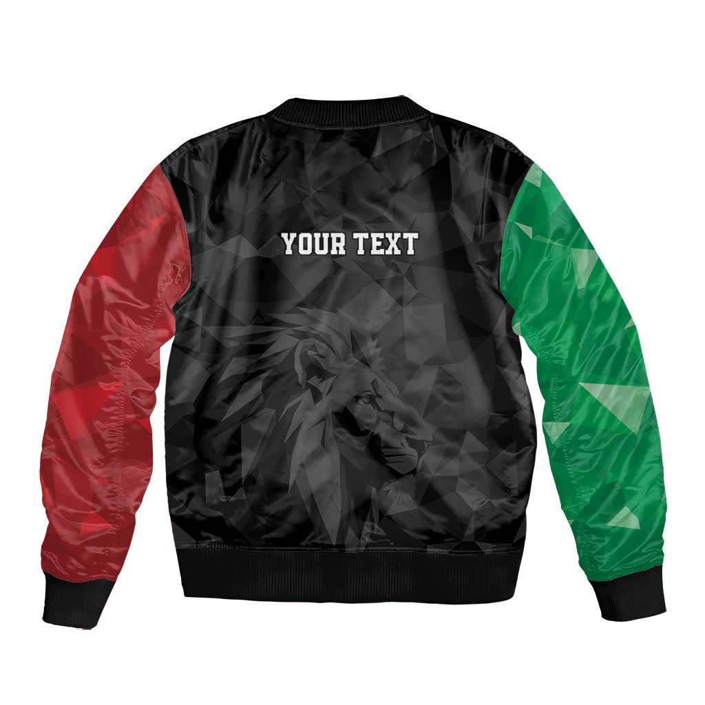 Personalized Kenya Maasai Shield Bomber Jacket Green Red Kenyan Lion Half Style - African Pride