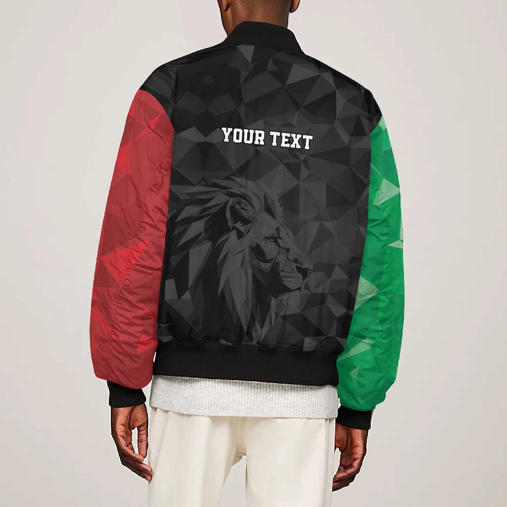 Personalized Kenya Maasai Shield Bomber Jacket Green Red Kenyan Lion Half Style - African Pride