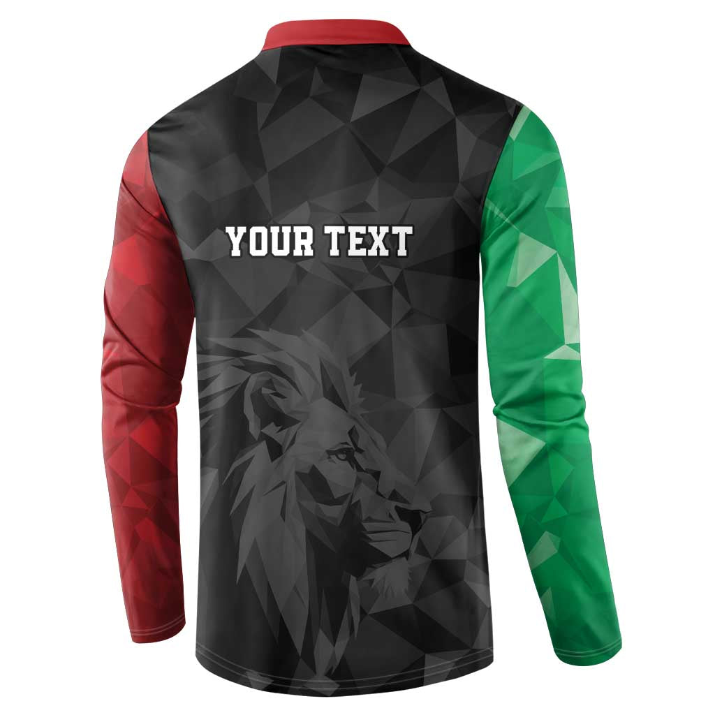 Personalized Kenya Maasai Shield Button Sweatshirt Green Red Kenyan Lion Half Style