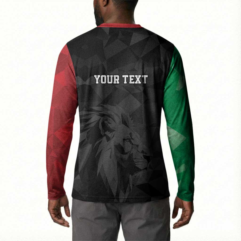 Personalized Kenya Maasai Shield Button Sweatshirt Green Red Kenyan Lion Half Style