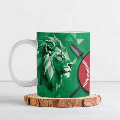Personalized Kenya Maasai Shield Ceramic Mug Green Red Kenyan Lion Half Style