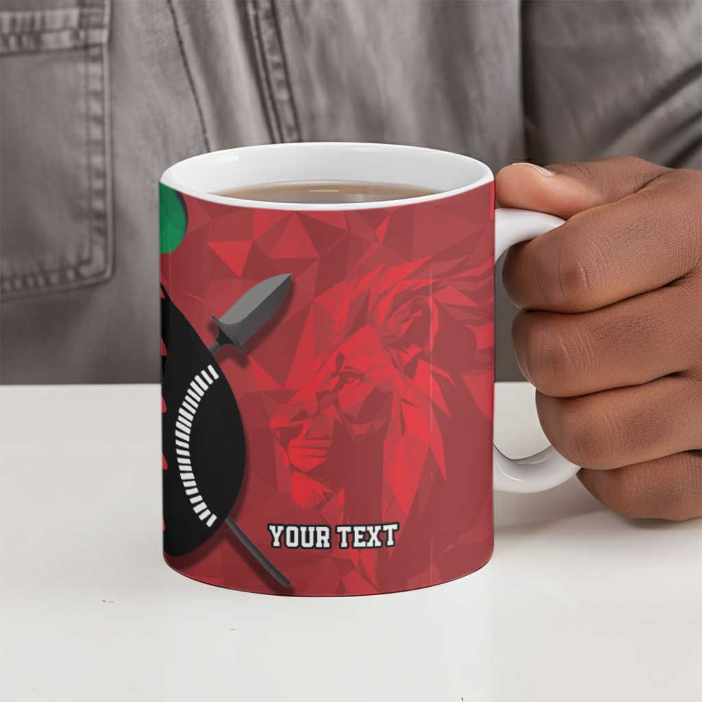 Personalized Kenya Maasai Shield Ceramic Mug Green Red Kenyan Lion Half Style