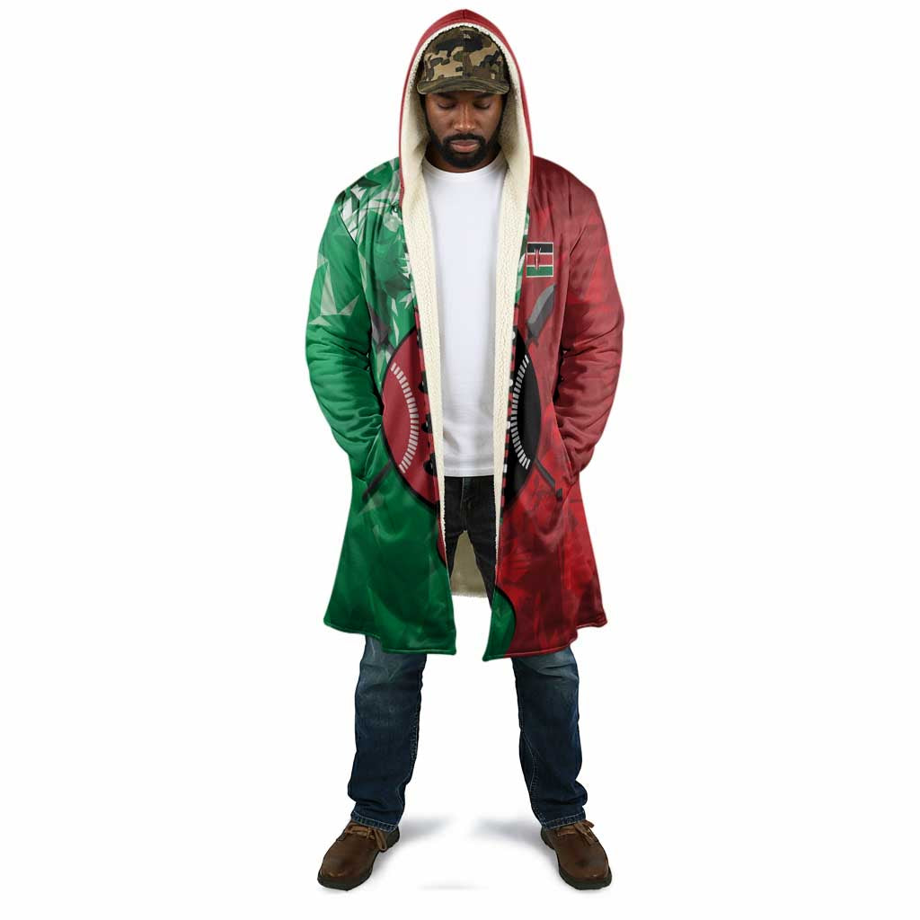 Personalized Kenya Maasai Shield Cloak Green Red Kenyan Lion Half Style