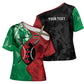Personalized Kenya Maasai Shield Cross Shoulder Shirt Green Red Kenyan Lion Half Style
