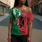 Personalized Kenya Maasai Shield Cross Shoulder Shirt Green Red Kenyan Lion Half Style