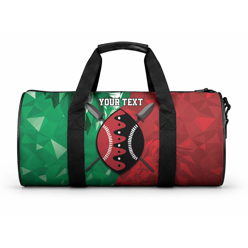 Personalized Kenya Maasai Shield Duffle Bag Green Red Kenyan Lion Half Style