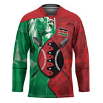 Personalized Kenya Maasai Shield Hockey Jersey Green Red Kenyan Lion Half Style