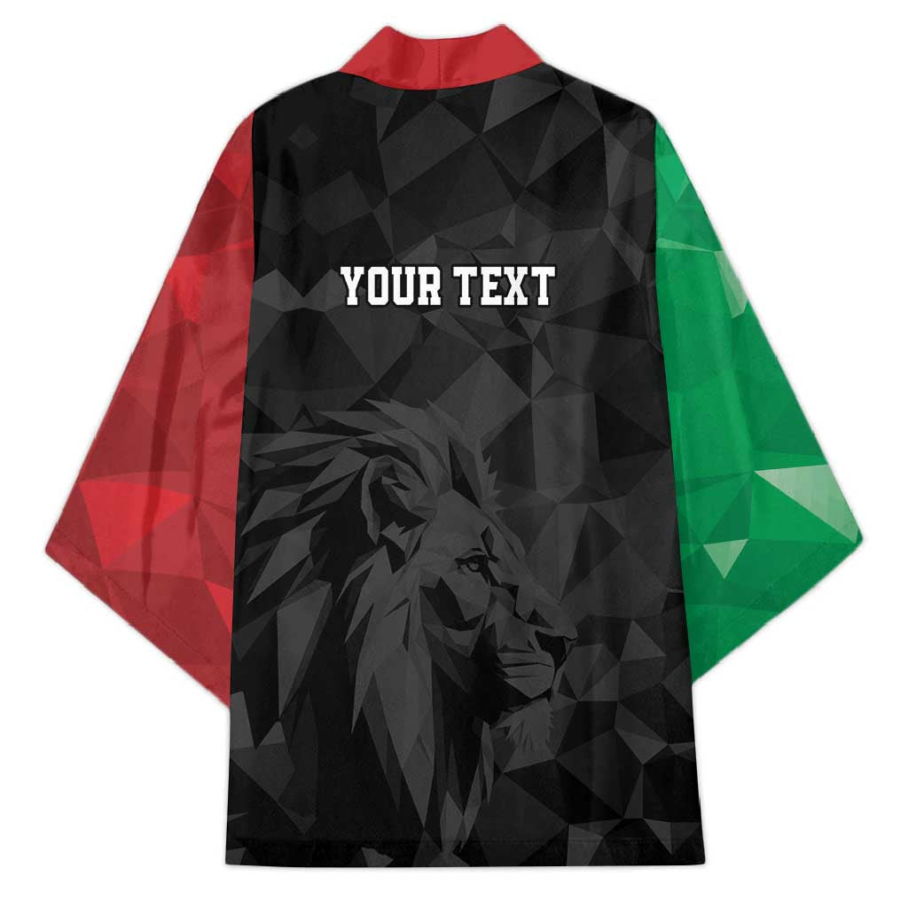 Personalized Kenya Maasai Shield Kimono Green Red Kenyan Lion Half Style