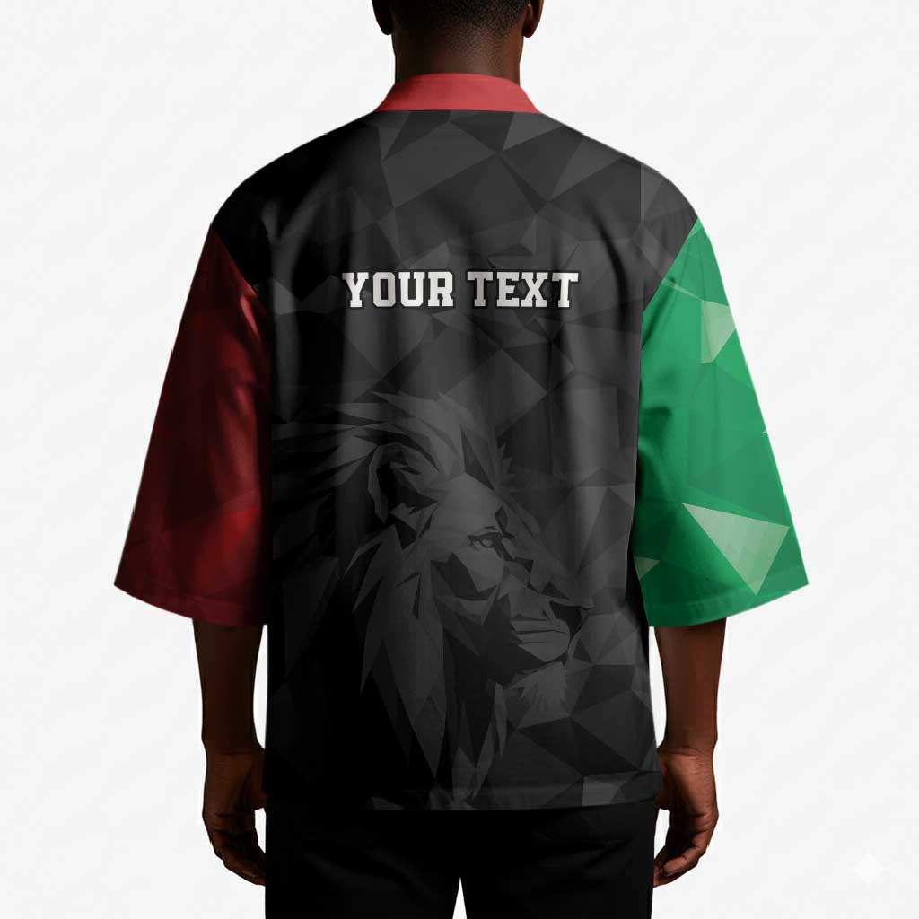 Personalized Kenya Maasai Shield Kimono Green Red Kenyan Lion Half Style