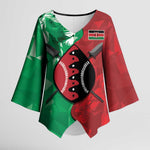 Personalized Kenya Maasai Shield Kimono Sleeve Blouse Green Red Kenyan Lion Half Style