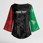 Personalized Kenya Maasai Shield Kimono Sleeve Blouse Green Red Kenyan Lion Half Style