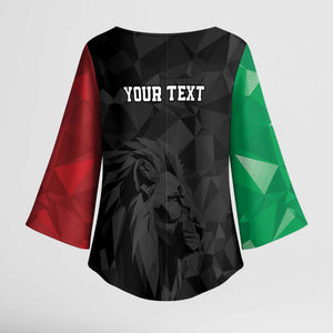 Personalized Kenya Maasai Shield Kimono Sleeve Blouse Green Red Kenyan Lion Half Style