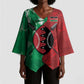 Personalized Kenya Maasai Shield Kimono Sleeve Blouse Green Red Kenyan Lion Half Style