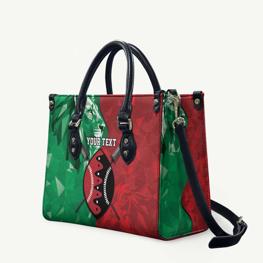 Personalized Kenya Maasai Shield Leather Bag Green Red Kenyan Lion Half Style