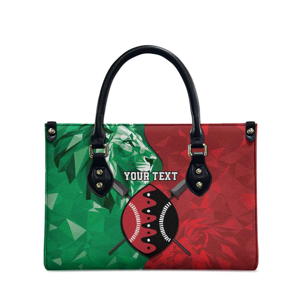 Personalized Kenya Maasai Shield Leather Bag Green Red Kenyan Lion Half Style