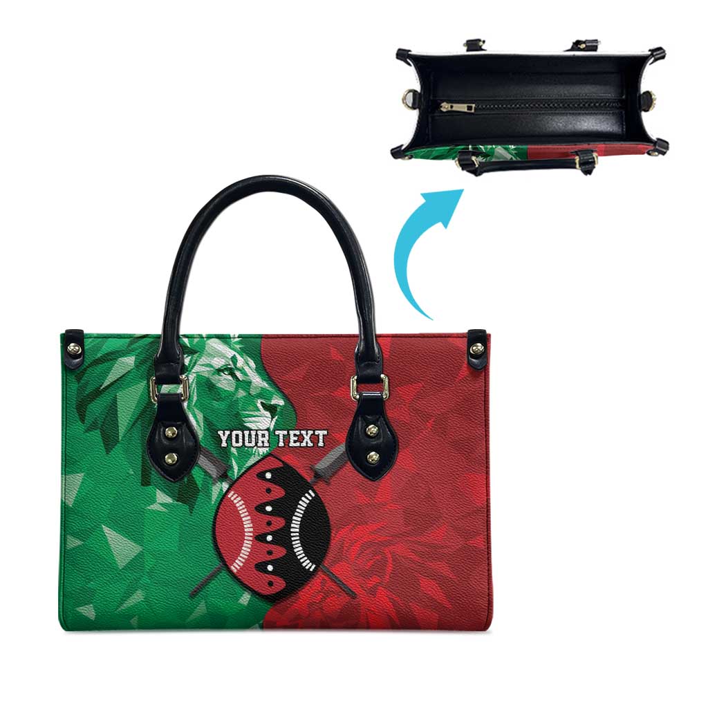 Personalized Kenya Maasai Shield Leather Bag Green Red Kenyan Lion Half Style