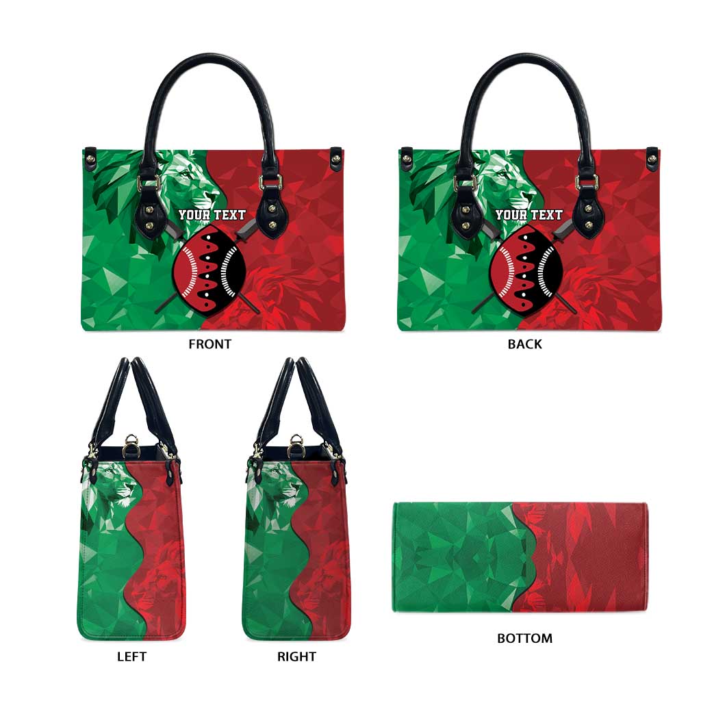 Personalized Kenya Maasai Shield Leather Bag Green Red Kenyan Lion Half Style