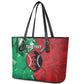 Personalized Kenya Maasai Shield Leather Tote Bag Green Red Kenyan Lion Half Style - African Pride
