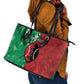 Personalized Kenya Maasai Shield Leather Tote Bag Green Red Kenyan Lion Half Style - African Pride