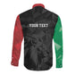 Personalized Kenya Maasai Shield Long Sleeve Button Shirt Green Red Kenyan Lion Half Style - African Pride