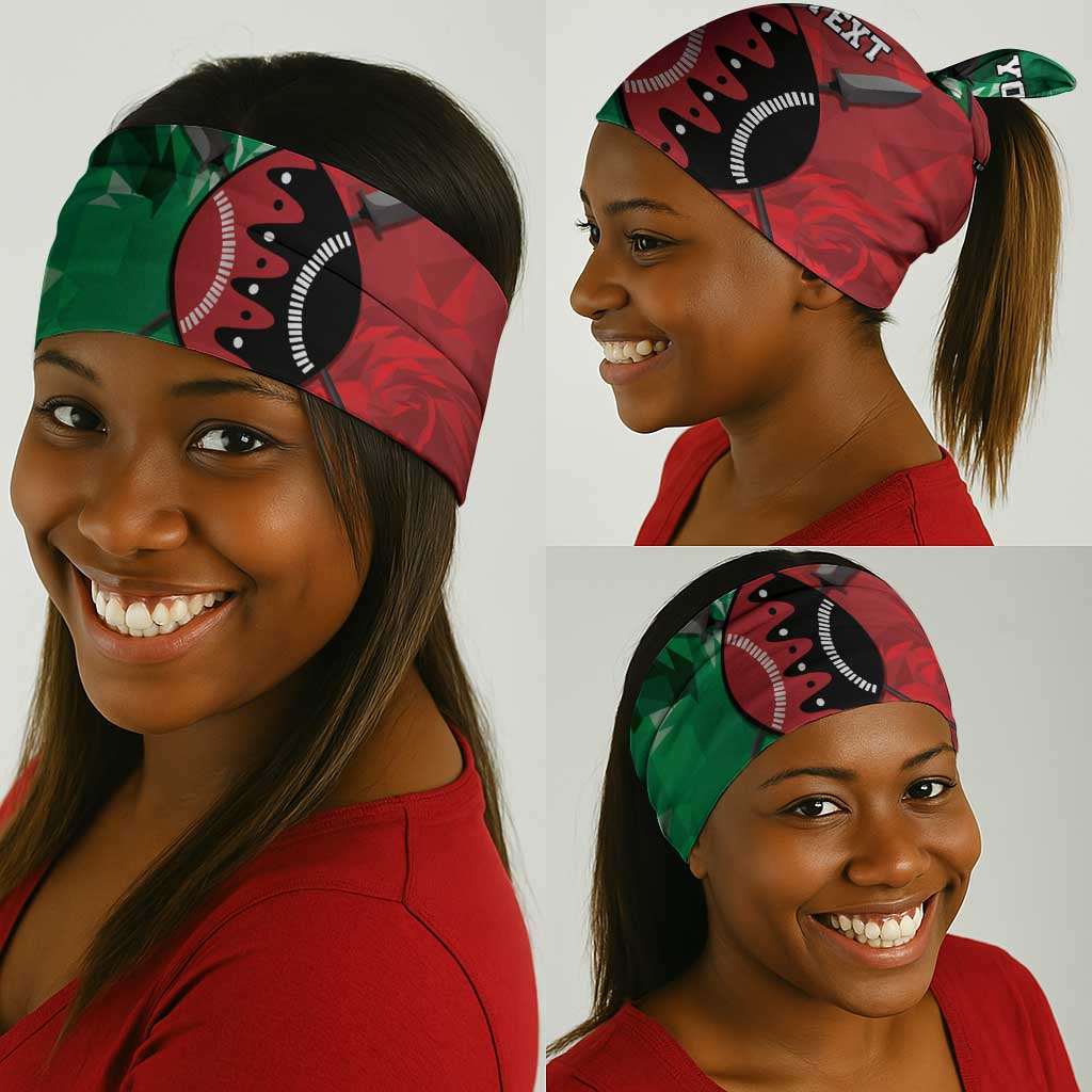 Personalized Kenya Maasai Shield Neck Gaiter Green Red Kenyan Lion Half Style LT9
