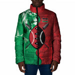 Personalized Kenya Maasai Shield Padded Jacket Green Red Kenyan Lion Half Style