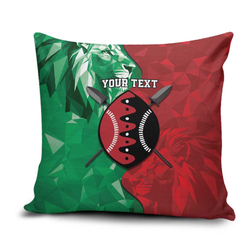 Personalized Kenya Maasai Shield Pillow Cover Green Red Kenyan Lion Half Style