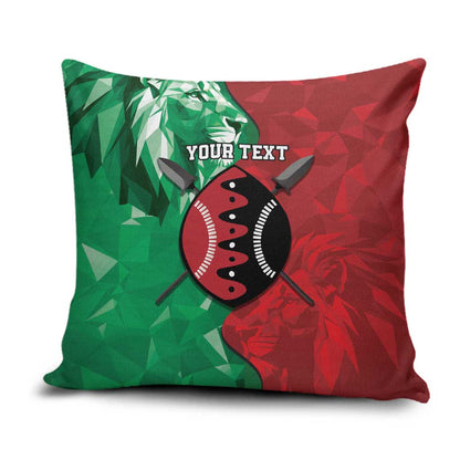 Personalized Kenya Maasai Shield Pillow Cover Green Red Kenyan Lion Half Style