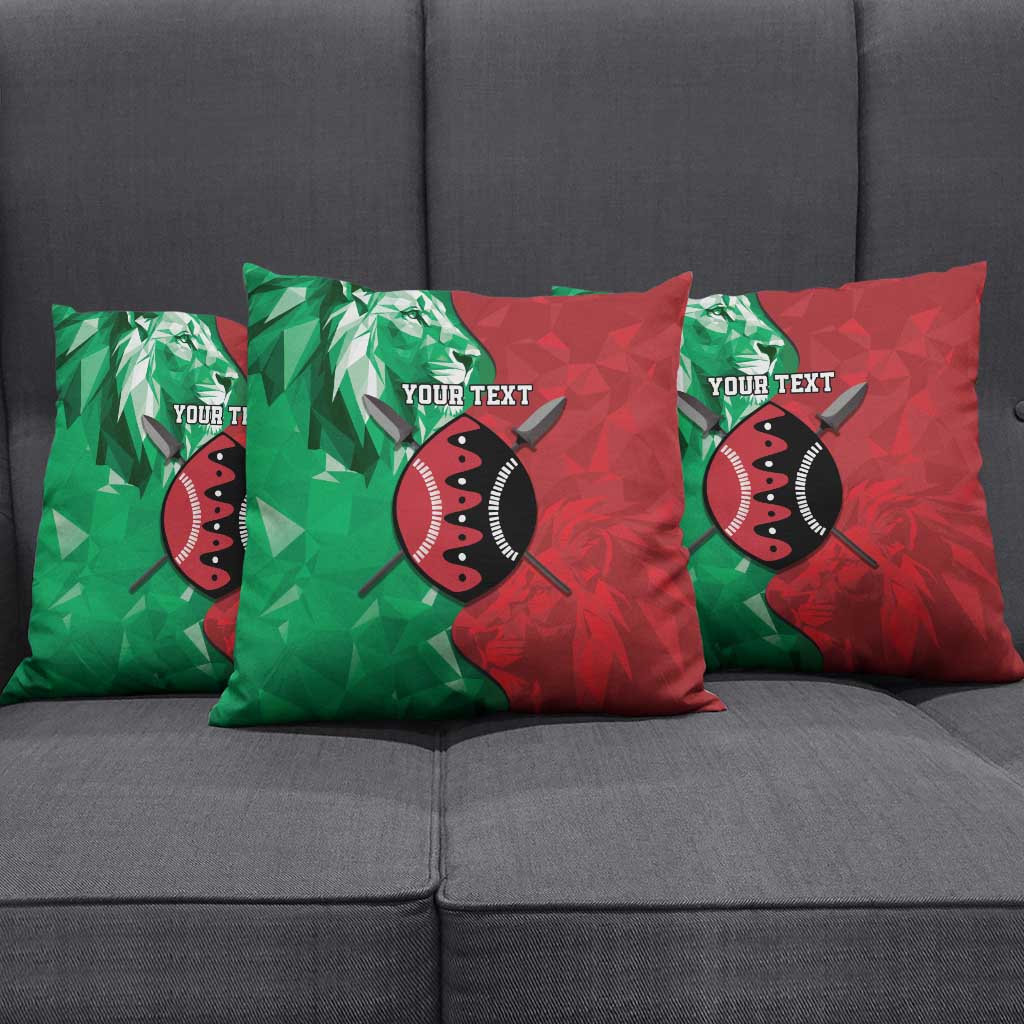 Personalized Kenya Maasai Shield Pillow Cover Green Red Kenyan Lion Half Style