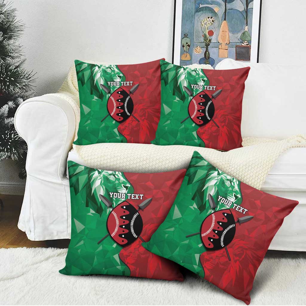 Personalized Kenya Maasai Shield Pillow Cover Green Red Kenyan Lion Half Style