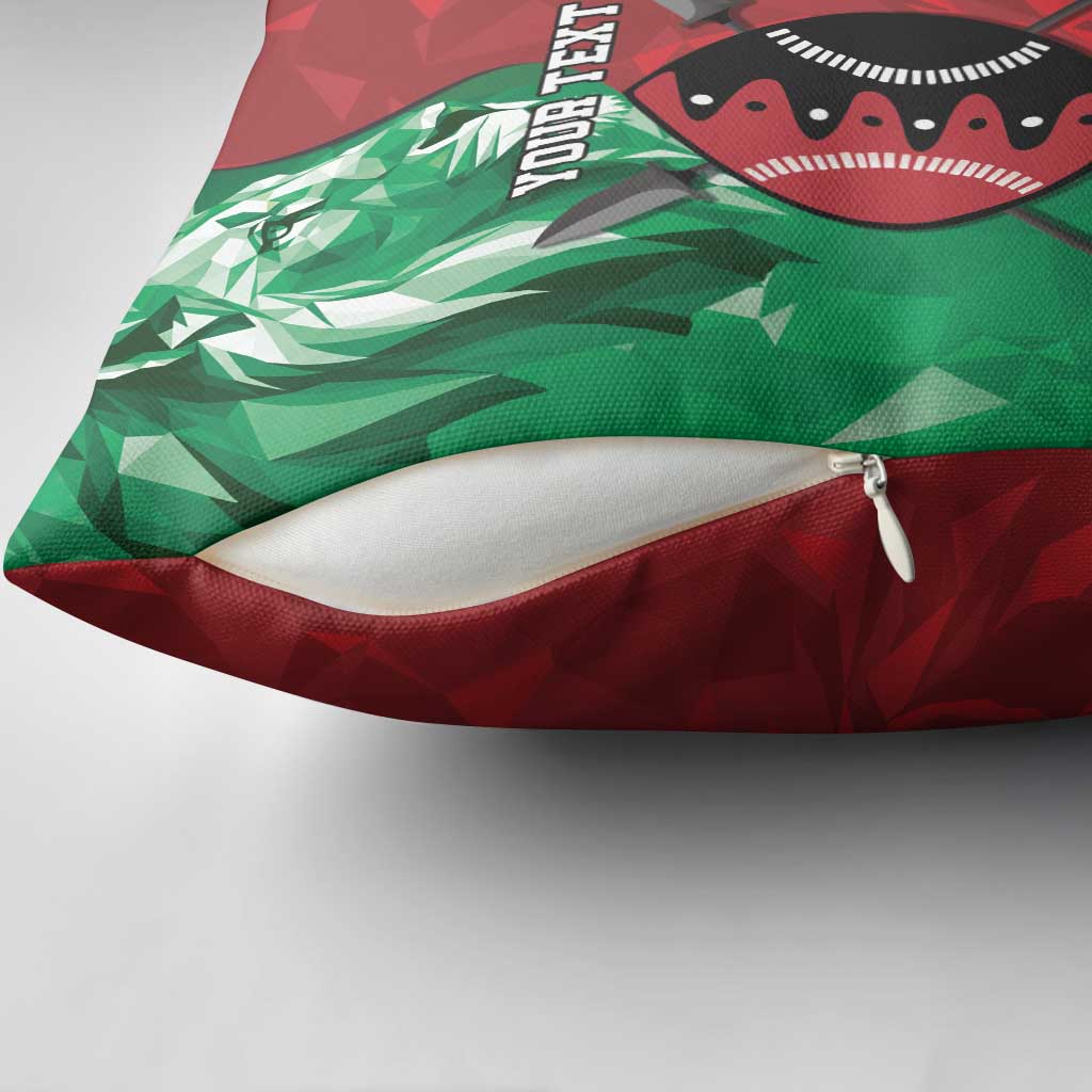 Personalized Kenya Maasai Shield Pillow Cover Green Red Kenyan Lion Half Style