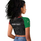 Personalized Kenya Maasai Shield Raglan Cropped T shirt Green Red Kenyan Lion Half Style - African Pride