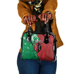Personalized Kenya Maasai Shield Shoulder Handbag Green Red Kenyan Lion Half Style - African Pride