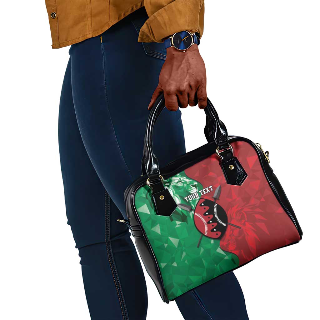 Personalized Kenya Maasai Shield Shoulder Handbag Green Red Kenyan Lion Half Style - African Pride