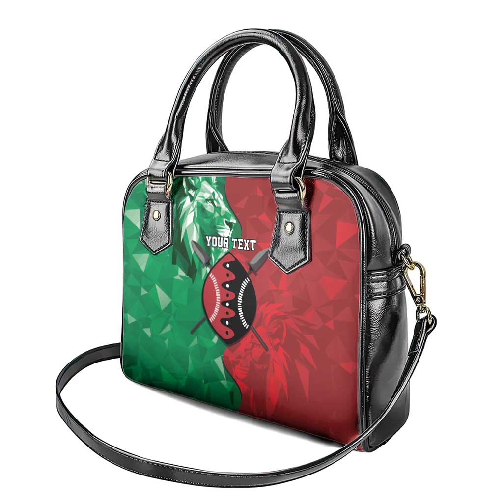 Personalized Kenya Maasai Shield Shoulder Handbag Green Red Kenyan Lion Half Style - African Pride