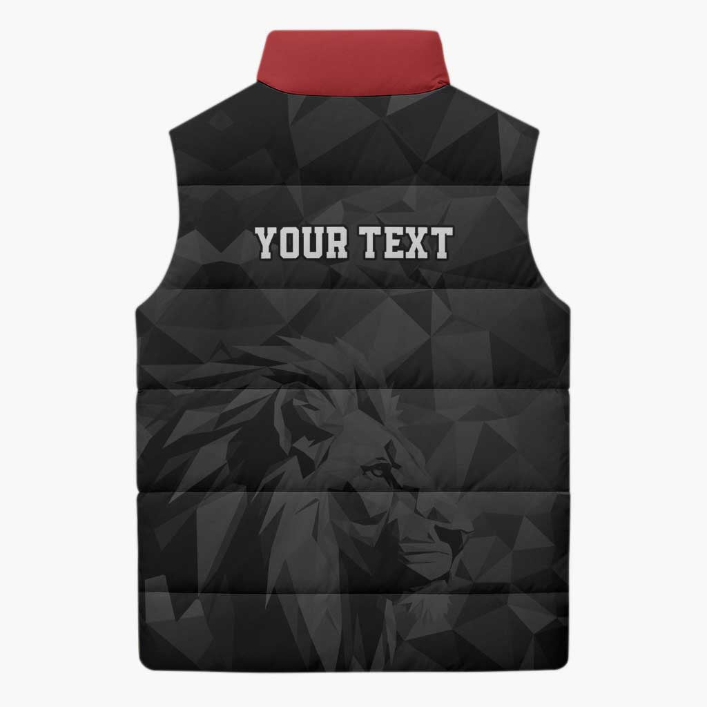 Personalized Kenya Maasai Shield Sleeveless Puffer Jacket Green Red Kenyan Lion Half Style