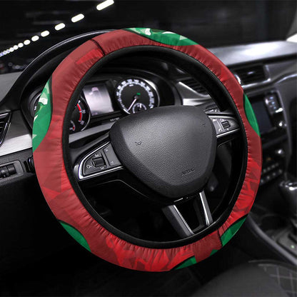 Kenya Maasai Shield Steering Wheel Cover Green Red Kenyan Lion Half Style - African Pride