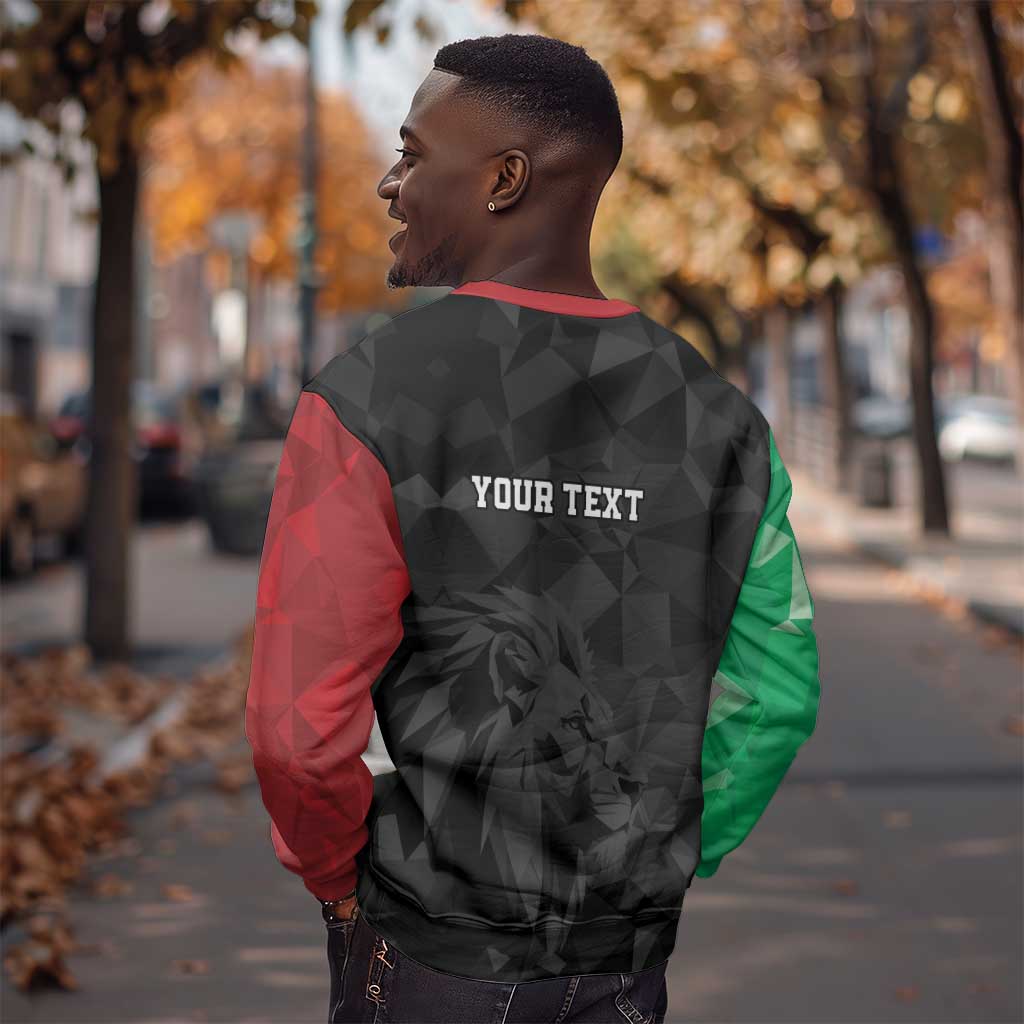 Personalized Kenya Maasai Shield Sweatshirt Green Red Kenyan Lion Half Style - African Pride